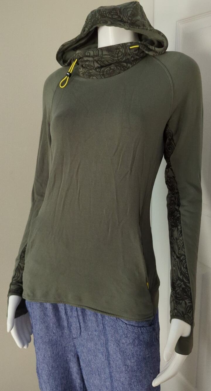 BMW Active Men/Women Olive Green Running Style Hoodie Funnel Neck Stretch Size M